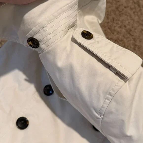 Banana Republic Classic Trench Coat Small Cream White Belted - Picture 5 of 14